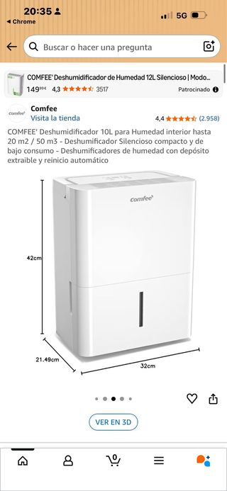 Deshumidificador Comfee 10L