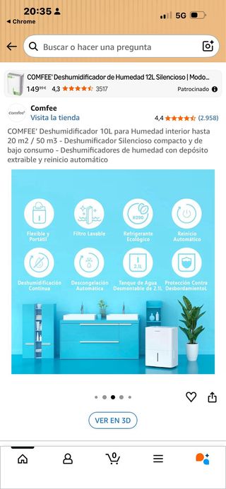 Deshumidificador Comfee 10L