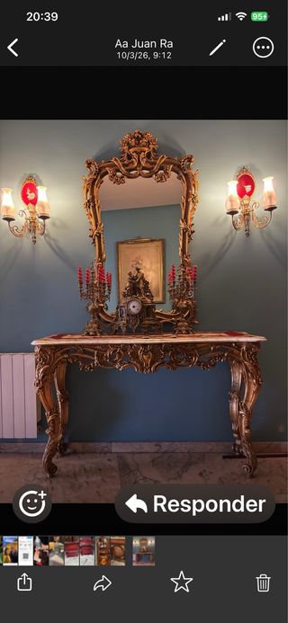 Conjunto Aparador y Espejo Época Dorado