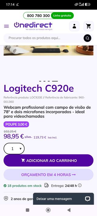 Webcam Logitech C920 HD Pro 1080p