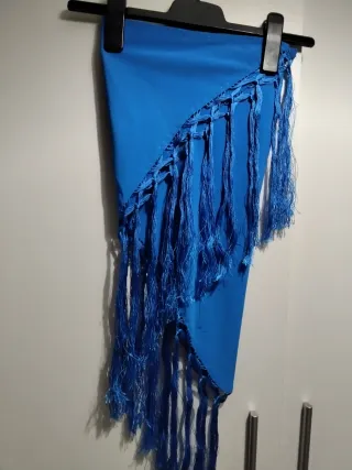 Mantoncillo Flamenco Azul con Flecos