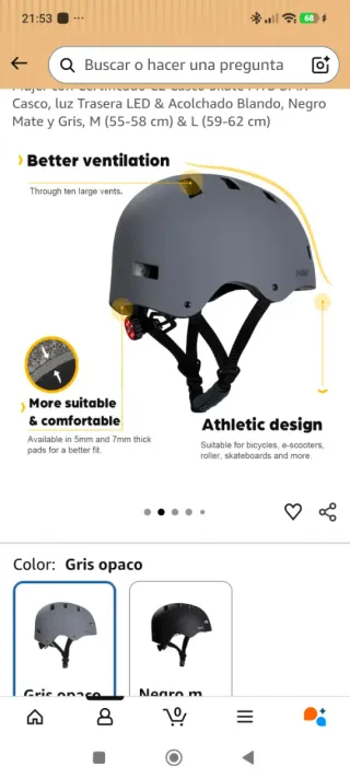 Casco PANK Gris Mate Talla L
