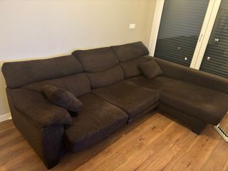 Sofá chaise longue marrón 3 plazas