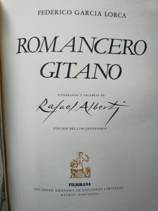 Romancero Gitano, Lorca. Edición Cincuentenario