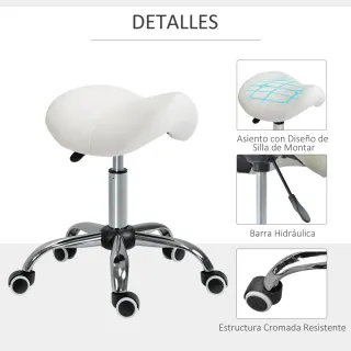 Taburete giratorio moderno blanco y plateado