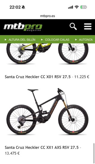 Bicicleta Santa Cruz Heckler Eléctrica