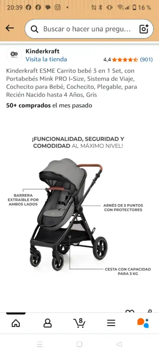 Conjunto Carrito de bebé 3 en 1