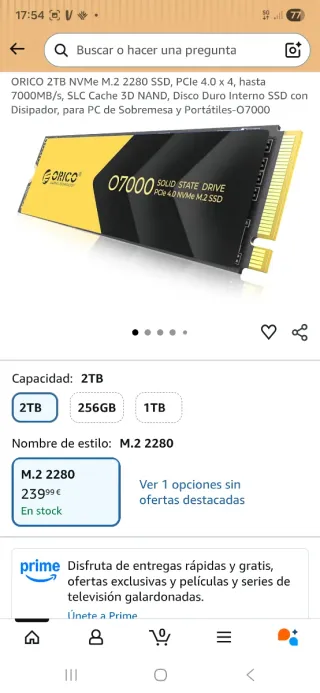 SSD ORICO 2TB PCIe 4.0 NVMe M.2