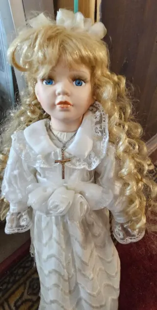 Impresionante Muñeca de Porcelana  Comunión Años90