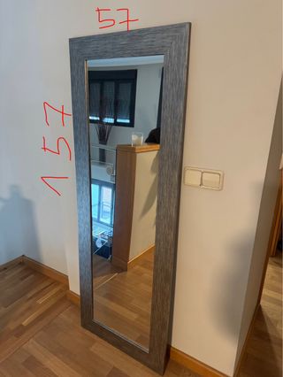 Espejo de pared madera gris y marrón