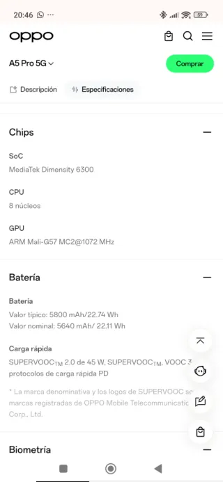 OPPO A5 Pro 5G Negro