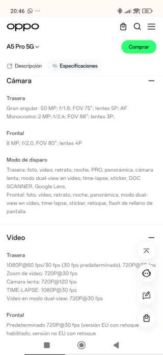 OPPO A5 Pro 5G Negro