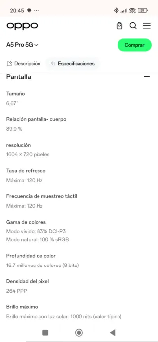 OPPO A5 Pro 5G Negro