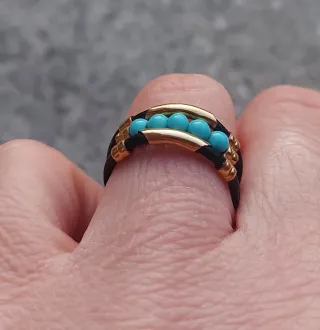 Anello Oro Giallo 750 con Turchesi