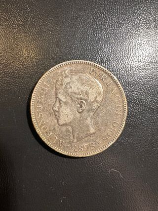 Moneda 5 Pesetas Plata Alfonso XIII 1898