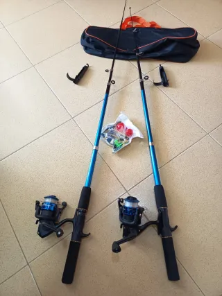 2 Cañas de Pescar 1.80m + Accesorios