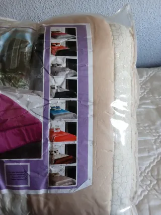 Edredón nuevo poliéster beige y marrón