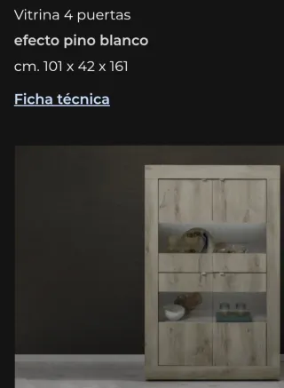 Vitrina 4 puertas efecto pino blanco
