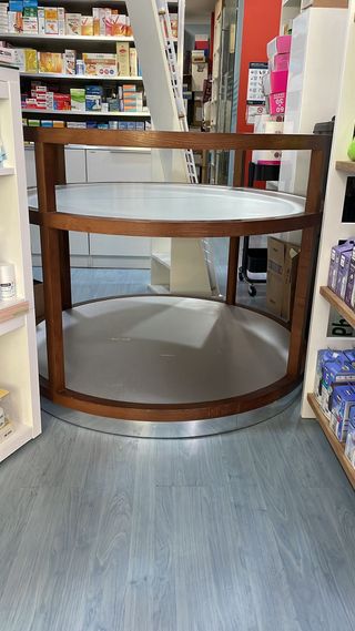 Vitrina Redonda Expositora Madera y Cristal