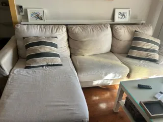 Sofá chaise longue beige usado