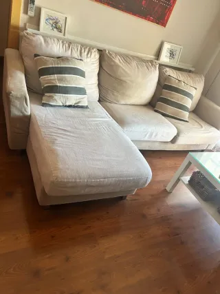Sofá chaise longue beige usado
