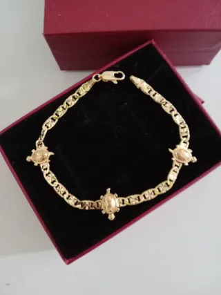 Pulsera Baño Oro 750 Italy Tortugas