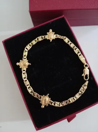 Pulsera Baño Oro 750 Italy Tortugas