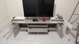Mueble TV moderno gris y blanco nuevo