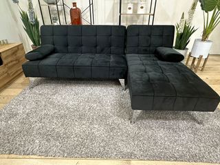 Sofá-cama chaise-longue negro