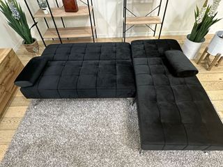 Sofá-cama chaise-longue negro