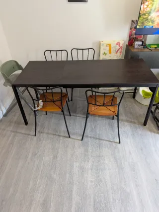 Mesa extensible comedor madera y metal