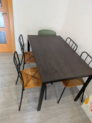 Mesa extensible comedor madera y metal