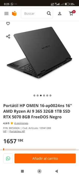 Portátil Gaming HP Omen 16