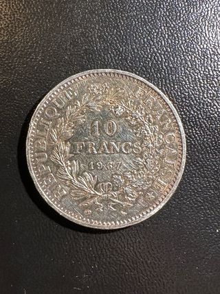 Moneda 10 Francos Franceses Plata