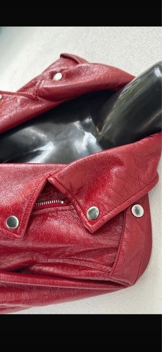 Chiodo ecopelle rosso donna luminoso vintage