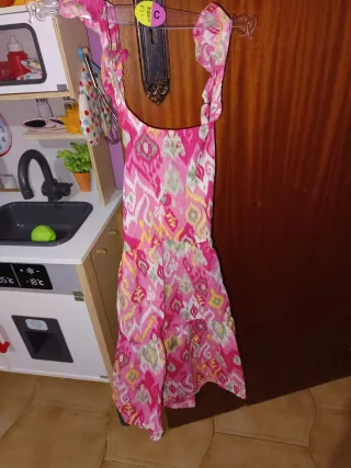 Vestido infantil estampado rosa 7-8 anos