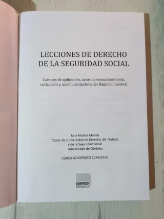 LECCIONES DE DERECHO DE LA SEGURIDAD SOCIAL 2025