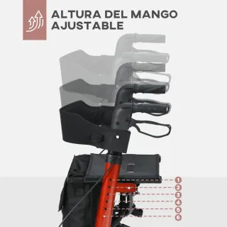 Andador 4 ruedas con asiento y bolsa