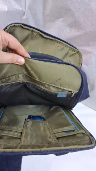 Zaino Piquadro tessuto e pelle blu nero