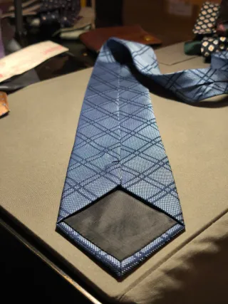 Cravatta a quadri blu e grigia