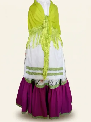 Falda larga estampada floral morada