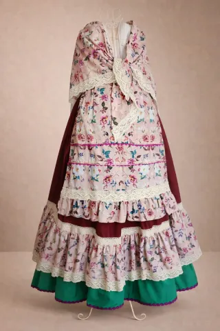 Falda larga verde y floral