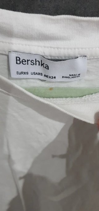 Camiseta Bershka blanca cordón Talla XS