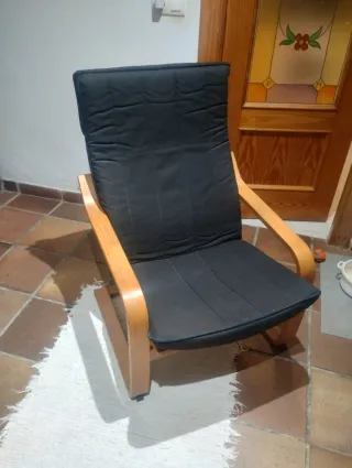 Sillón butaca mecedora tela y madera
