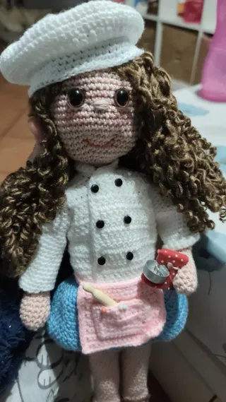 Muñeca Pastelera Crochet Hecha a Mano
