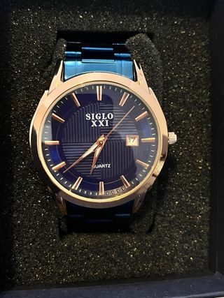 SIGLO XXI Relojes (Par) Azul y Dorado