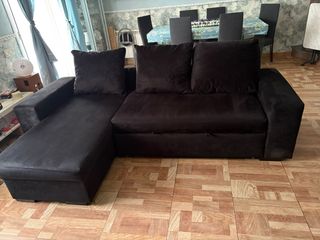 Sofá Cama Chaiselongue Negro Terciopelo