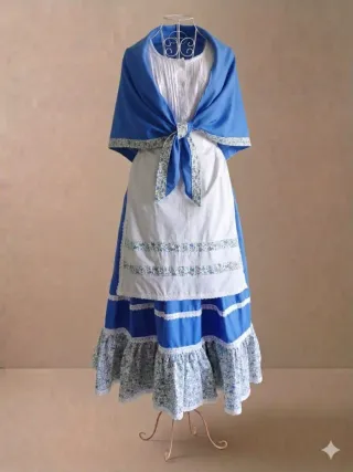 Falda larga azul con volantes