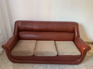 Sofá de 3 plazas marrón y beige