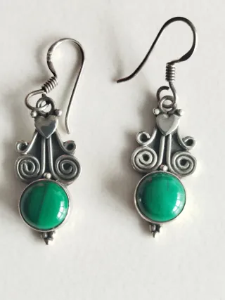 Pendientes Plata Corazón y Malakita